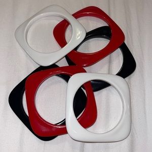 Park Lane Red, White, Black Bangle Bracelets (Set of 6)
